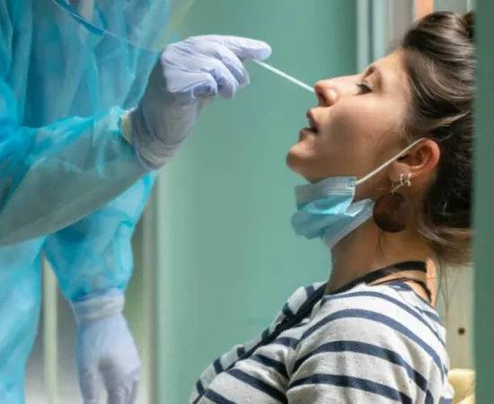 woman getting covid test